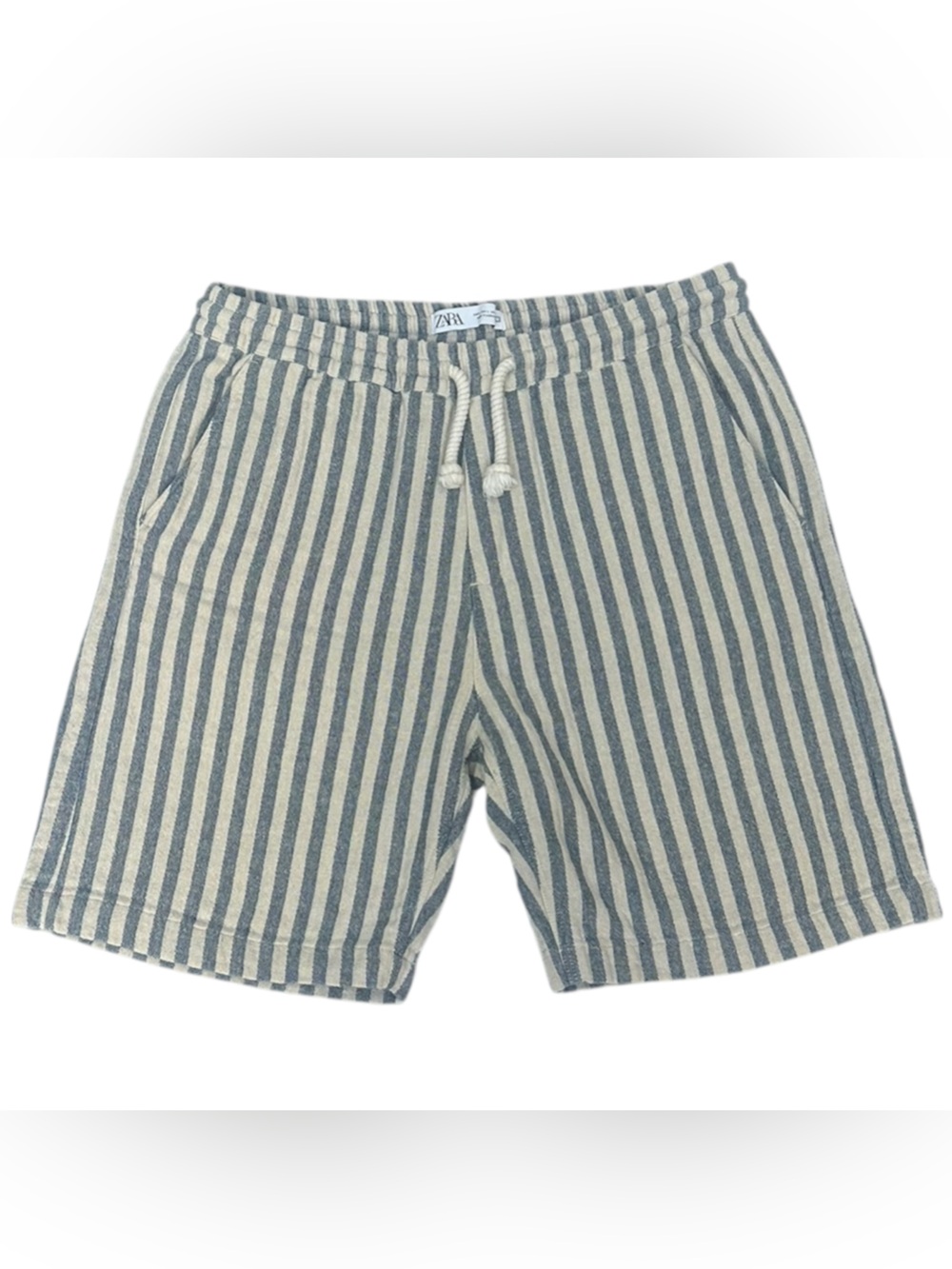ZARA Men Stripped Cotton And Linen Shorts